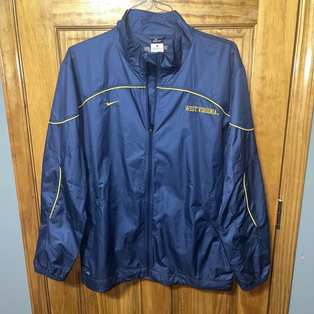 West Virginia Mountaineers Jacket Mens Med Blue Nike Storm Fit NCAA Sports Y2K